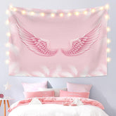 Lofaris Pink Wing White Feather Bohemian Family Wall Tapestry